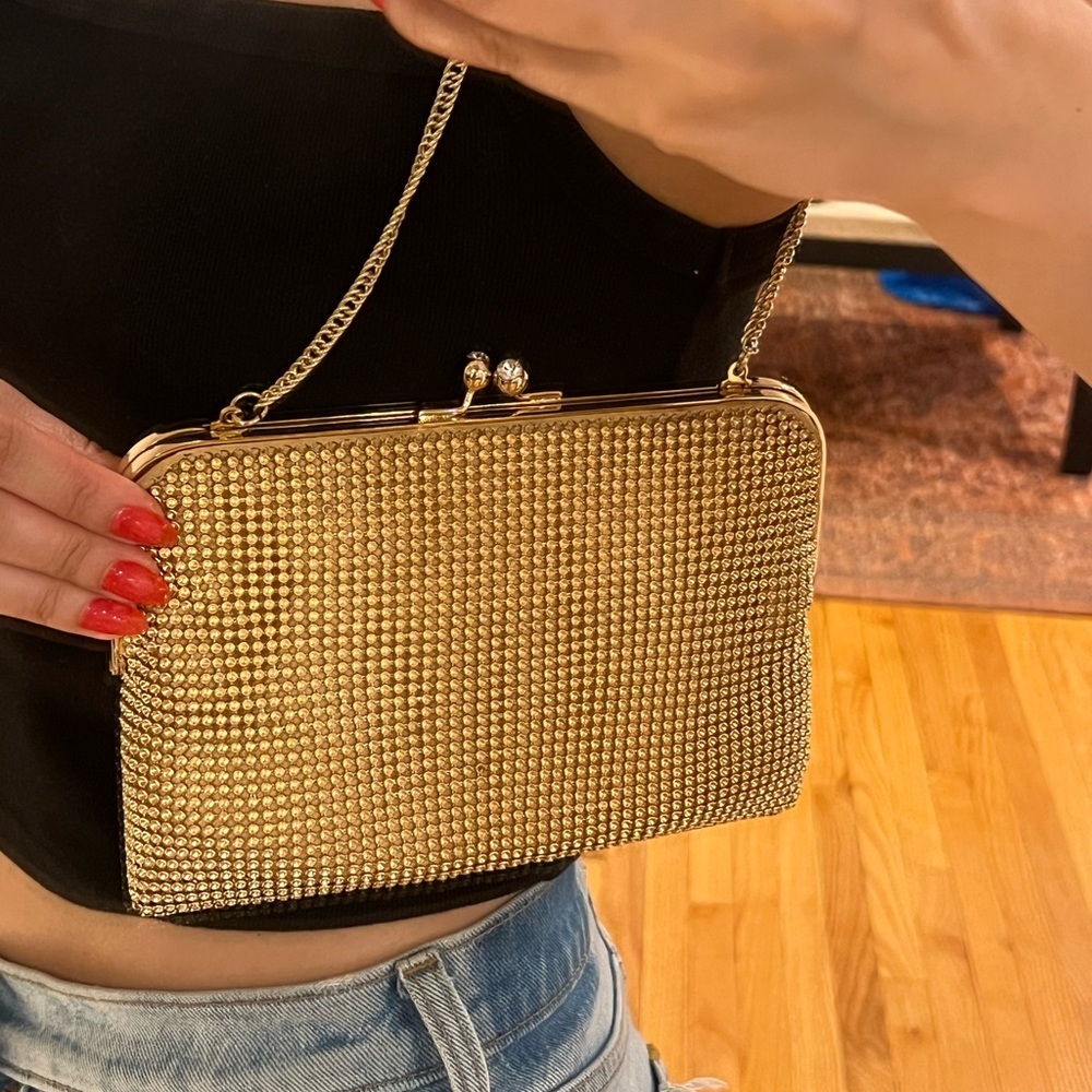 Whiting & Davis Gold Mesh Shoulder Bag Clutch